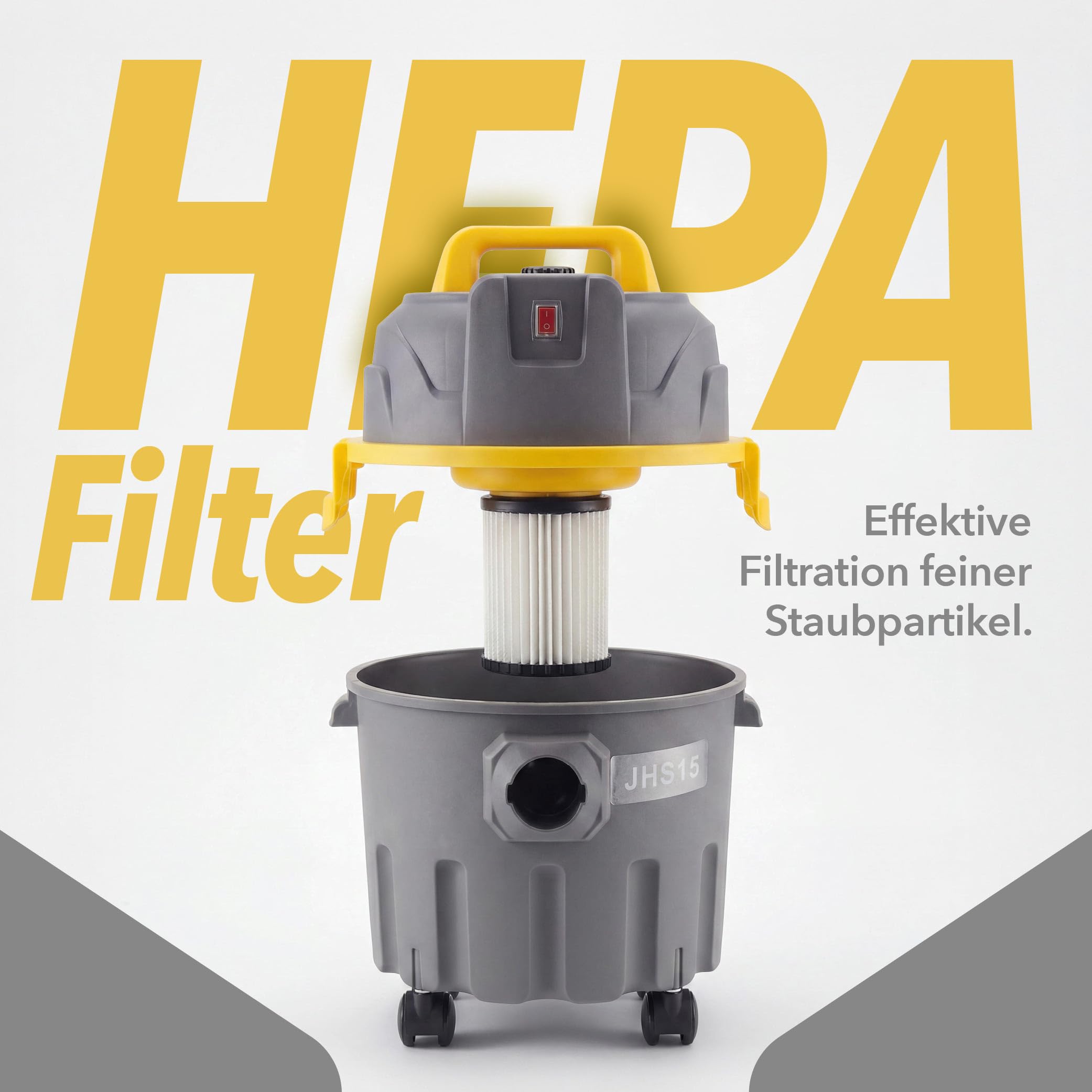 G.I.V. JHS15 Nass- und Trockensauger 15L 1000W 16kPa HEPA Filter beutelloser Staubsauger