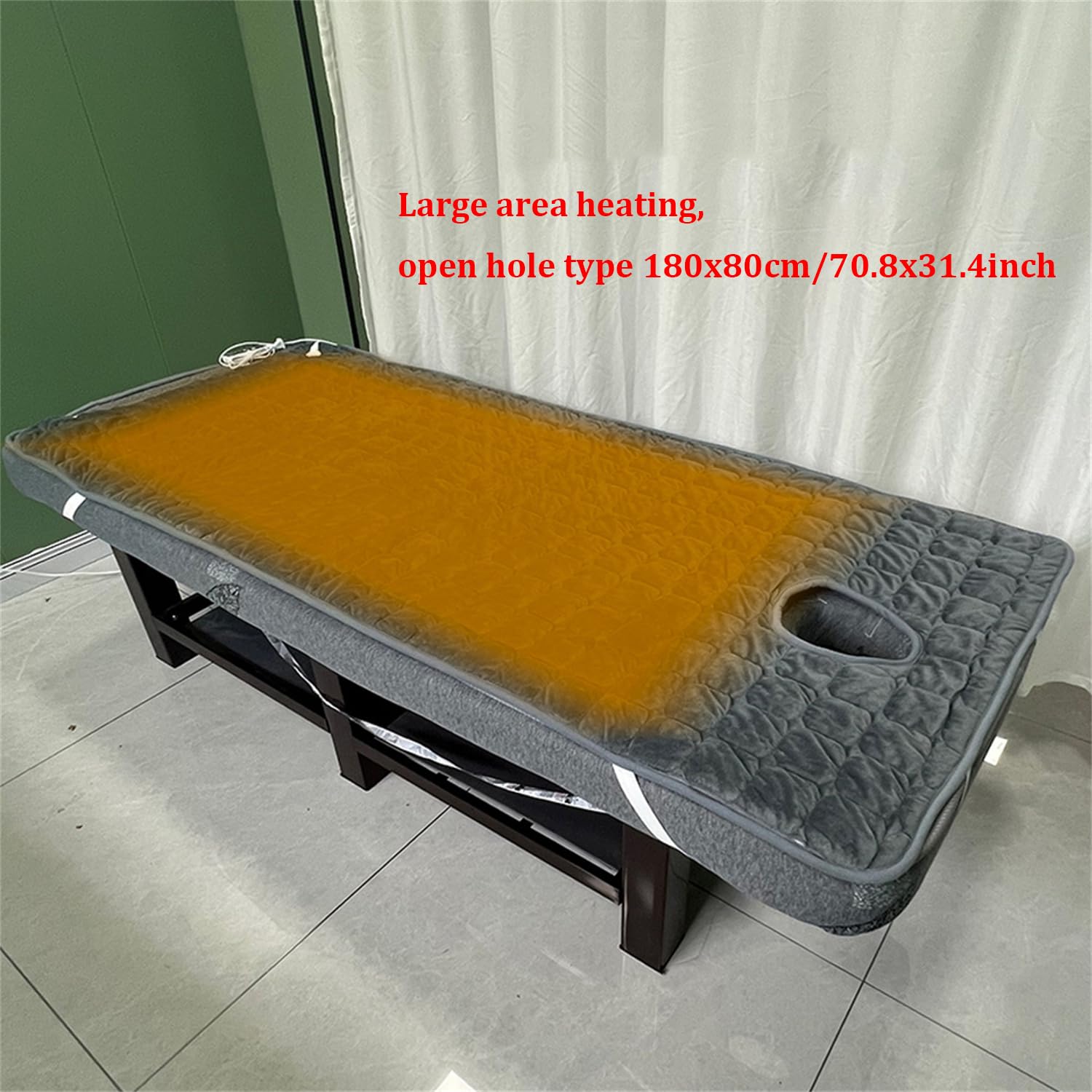 Tappetino riscaldante Professionale per Lettino da Massaggio, scaldaletto Elettrico di Alta qualità con Foro, 3 impostazioni di Calore, Protezione dal surriscaldamento,70,8x31,4 Pollici