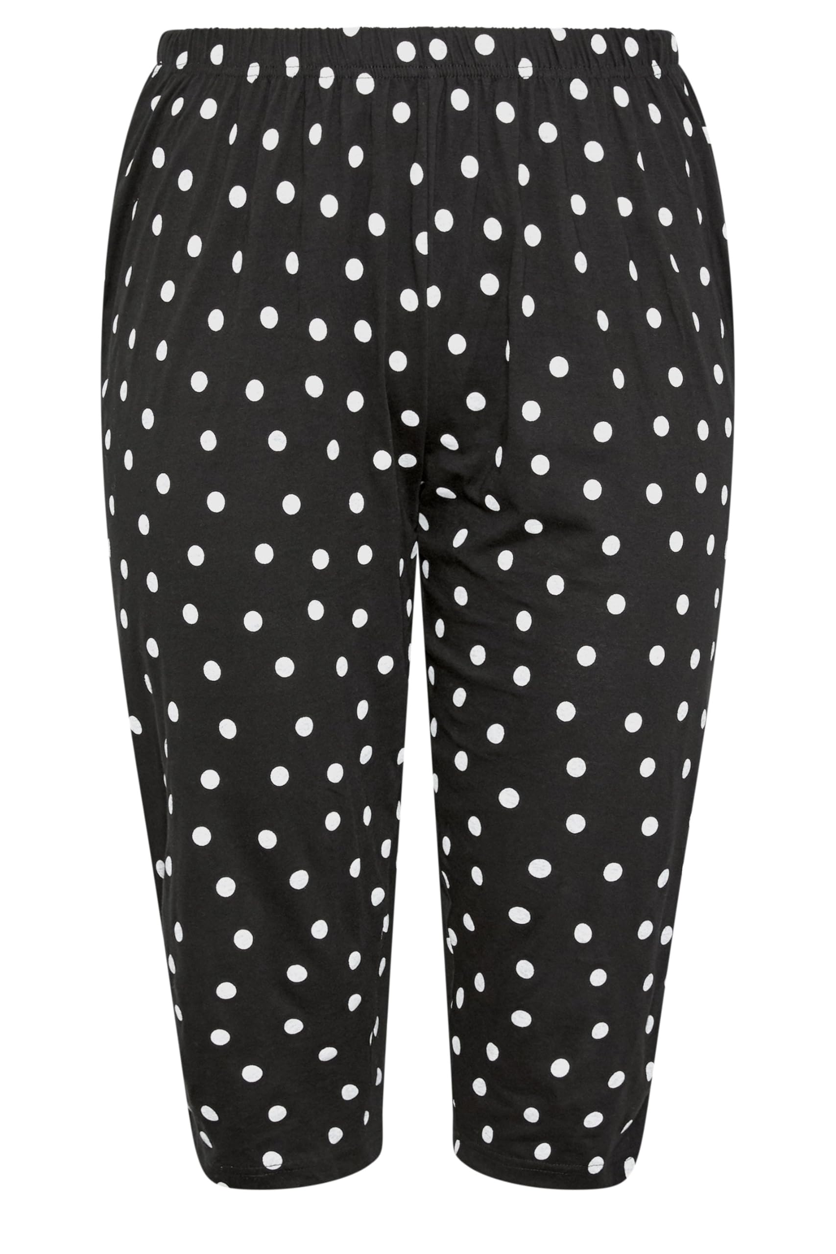 Yours Women's Black Polka Dot Pyjama Cropped Bottoms In | Size: 30-32