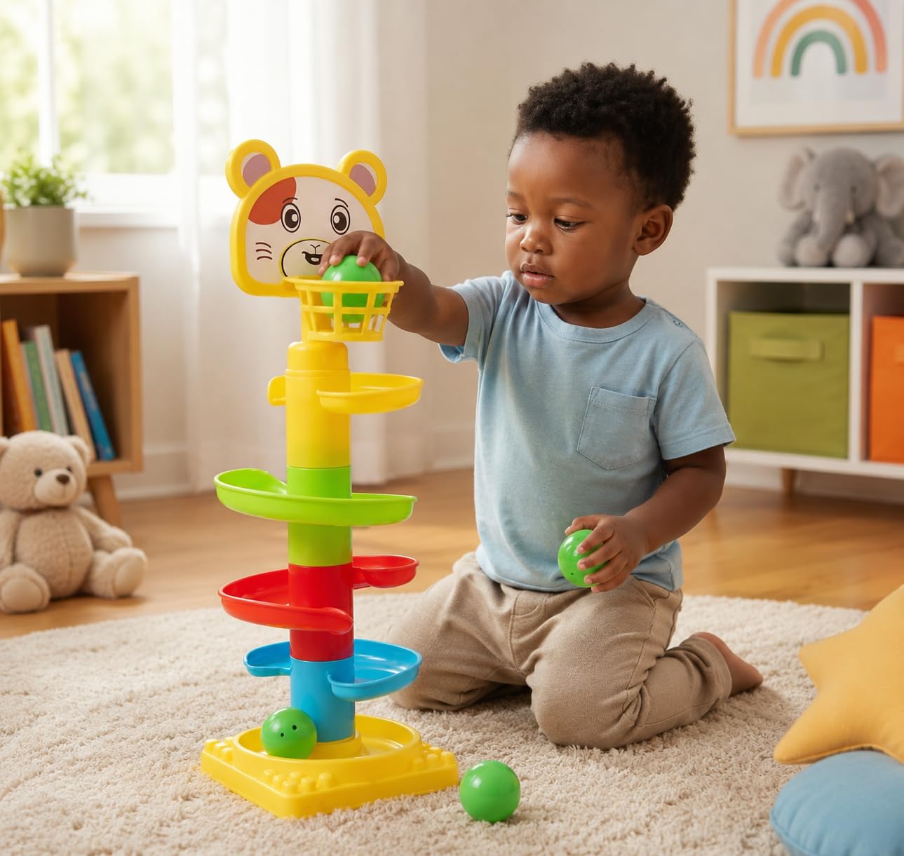 Colorful Ball Drop Tower Toy for Toddlers, Spiral Rolling Track, Durable Child-Safe Plastic, Develops Motor Skills, Ages 1+-image-28