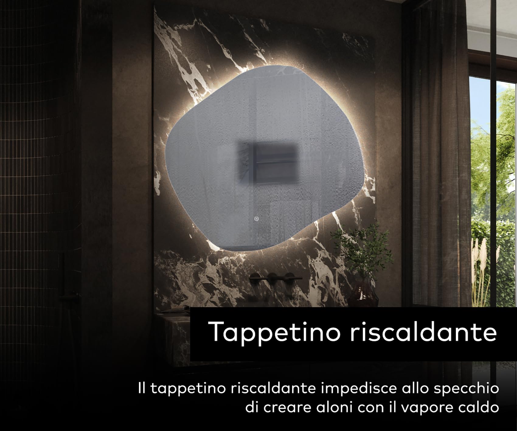 A ARTFORMA decorativi Specchio LED da parete forme particolari 74x64 cm | su Misura | moderno specchi con illuminazione, retroilluminato | ROM221