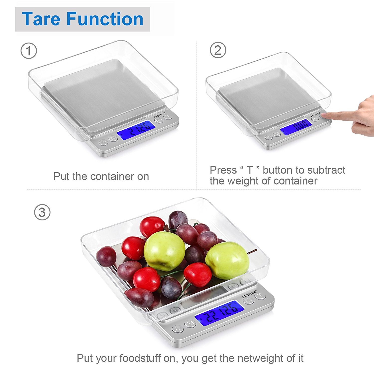ARAGYA Keukenweegschalen 500/0,01 g 3000 g/0.1G LCD Draagbare mini