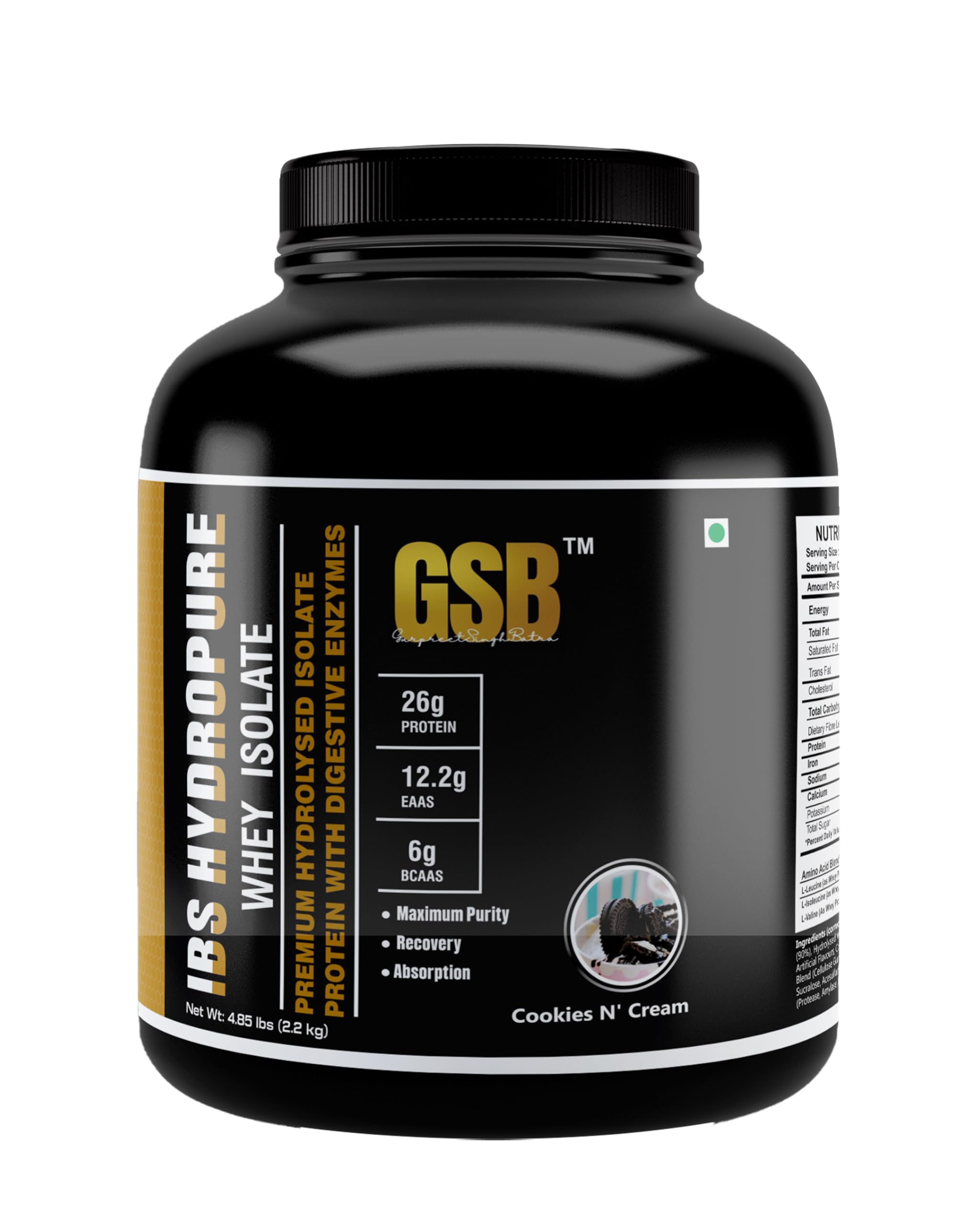 IBS Hydropure Whey Isolate Protein | 26g Protein Per Serving | Added Digestive Enzymes | Low Fat & Low Sugar | Supports Muscle Recovery & Digestive Comfort | 2.2kg (4.85 lbs)-image-35