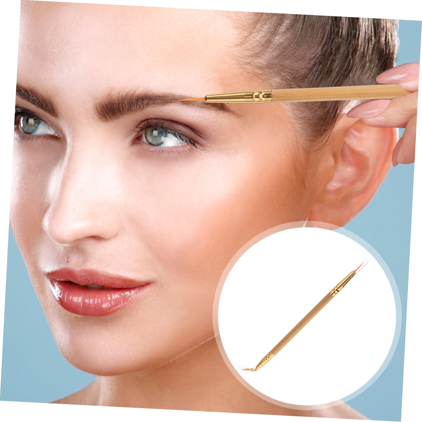 Beavorty Sustainable Bamboo Makeup Brush 15.cm Double-ended Eyeliner Straight Bent Tips for Beginners