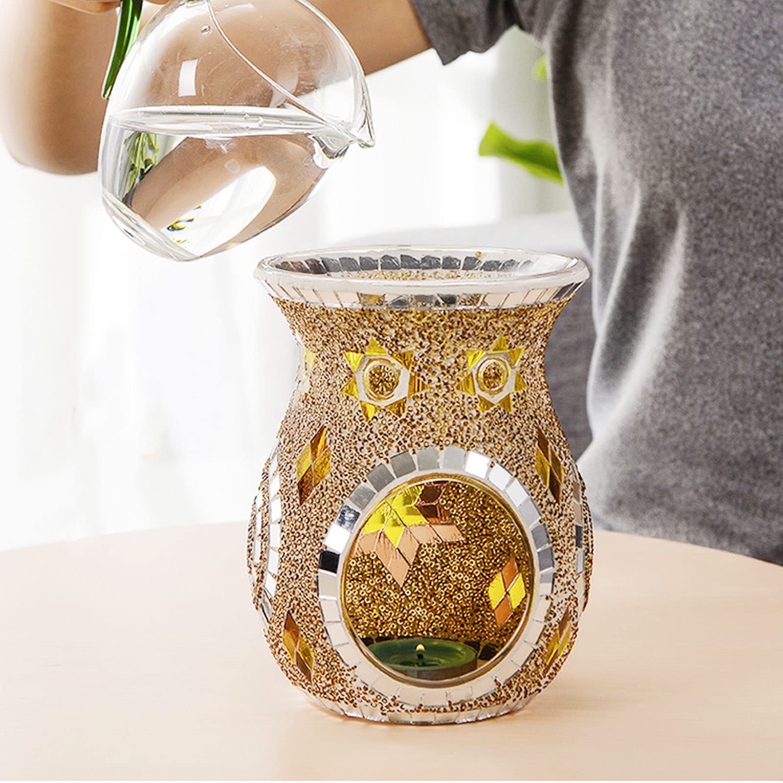 Kominek Na Olejki Eteryczne, Podgrzewacz Do Olejków Zapachowych, Palniki Na świeczniki Tealight, Mozaika Szklana Kadzidło Dyfuzor Zapachowy Tealight świecznik Do Aromaterapii Do Domowej Sypialni