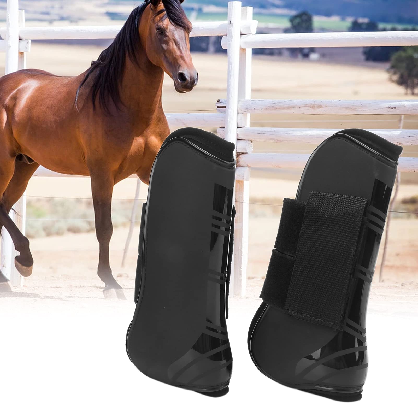 Gaeirt Adjustable Horse Leg Boots sport boots horse Adjustable Horse Tendon Boots for Racecourse(black - Image 2