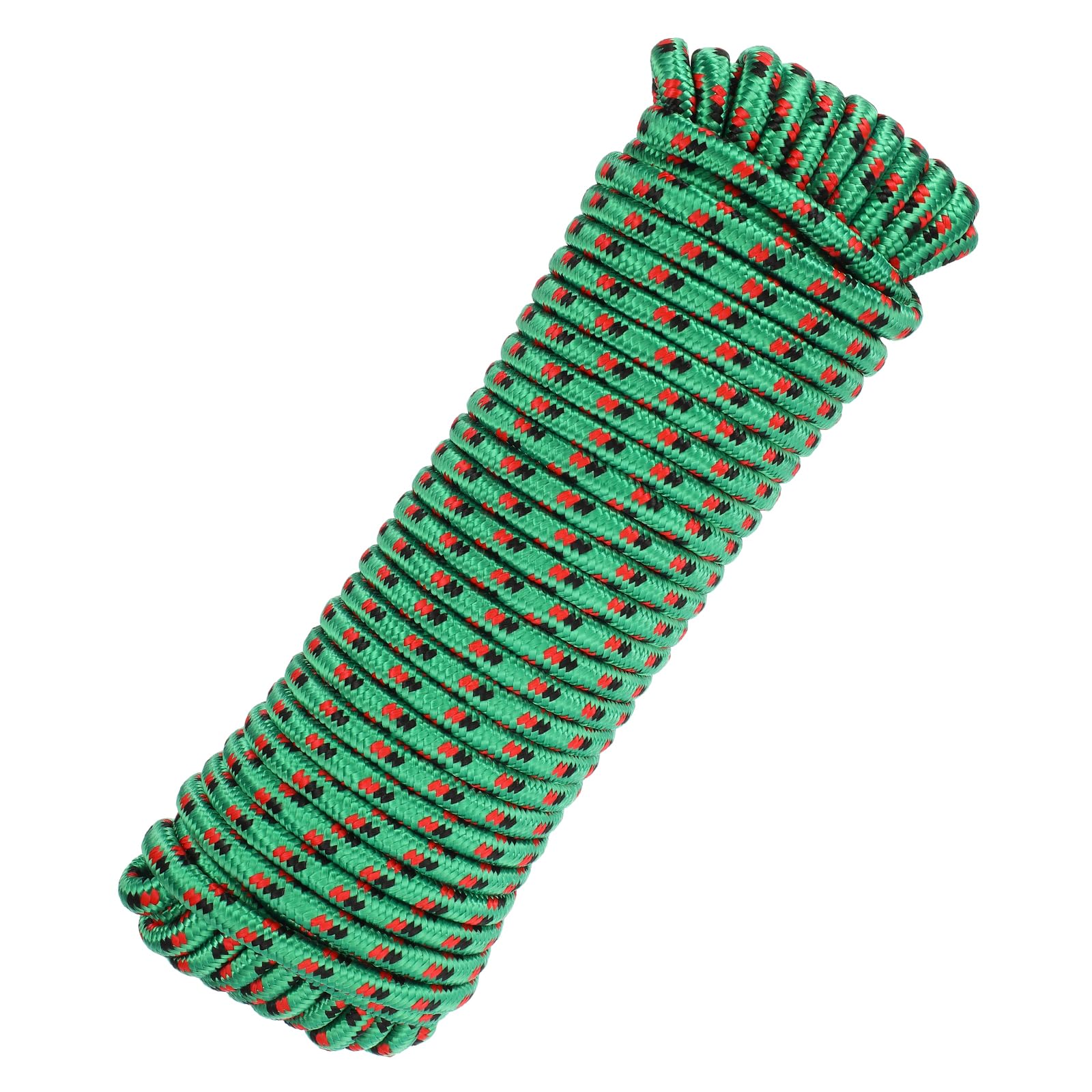 Cuerda de polipropileno 10 mm trenzada sólida de 30,5 m verde negro para barcos y camping