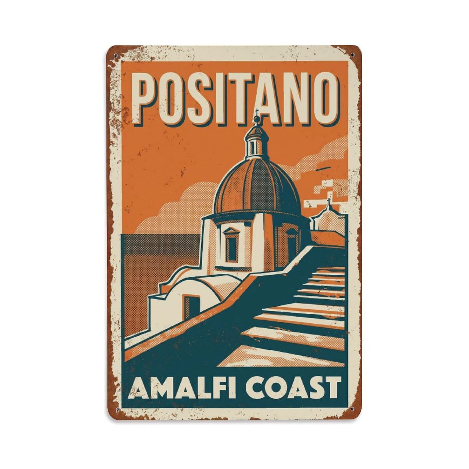 Vintage Travel Positano Italy Tripper Metal Tin Sign