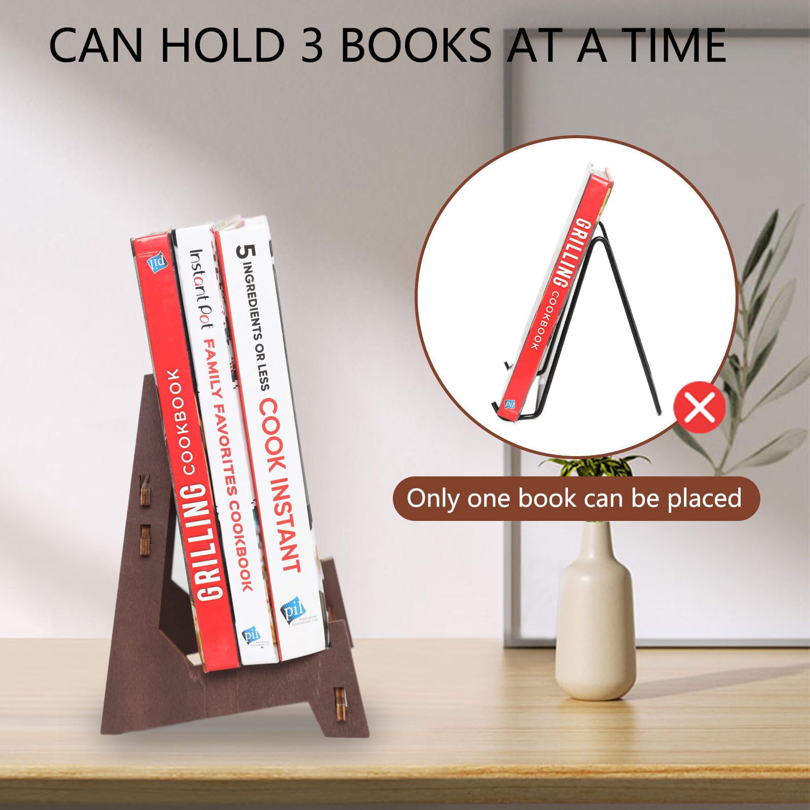 Supporto per piatti grande, 33 cm, in legno, confezione da 1 | Supporto per piatti, espositore per libri, foto, targa, foto, piatto, ciotola, supporto decorativo da tavolo