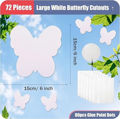 Miniatura 2 de 72 recortes de papel en blanco troquelados con forma de mariposa blanca para maestros y niños, proyectos de manualidades, decoración de tablón de