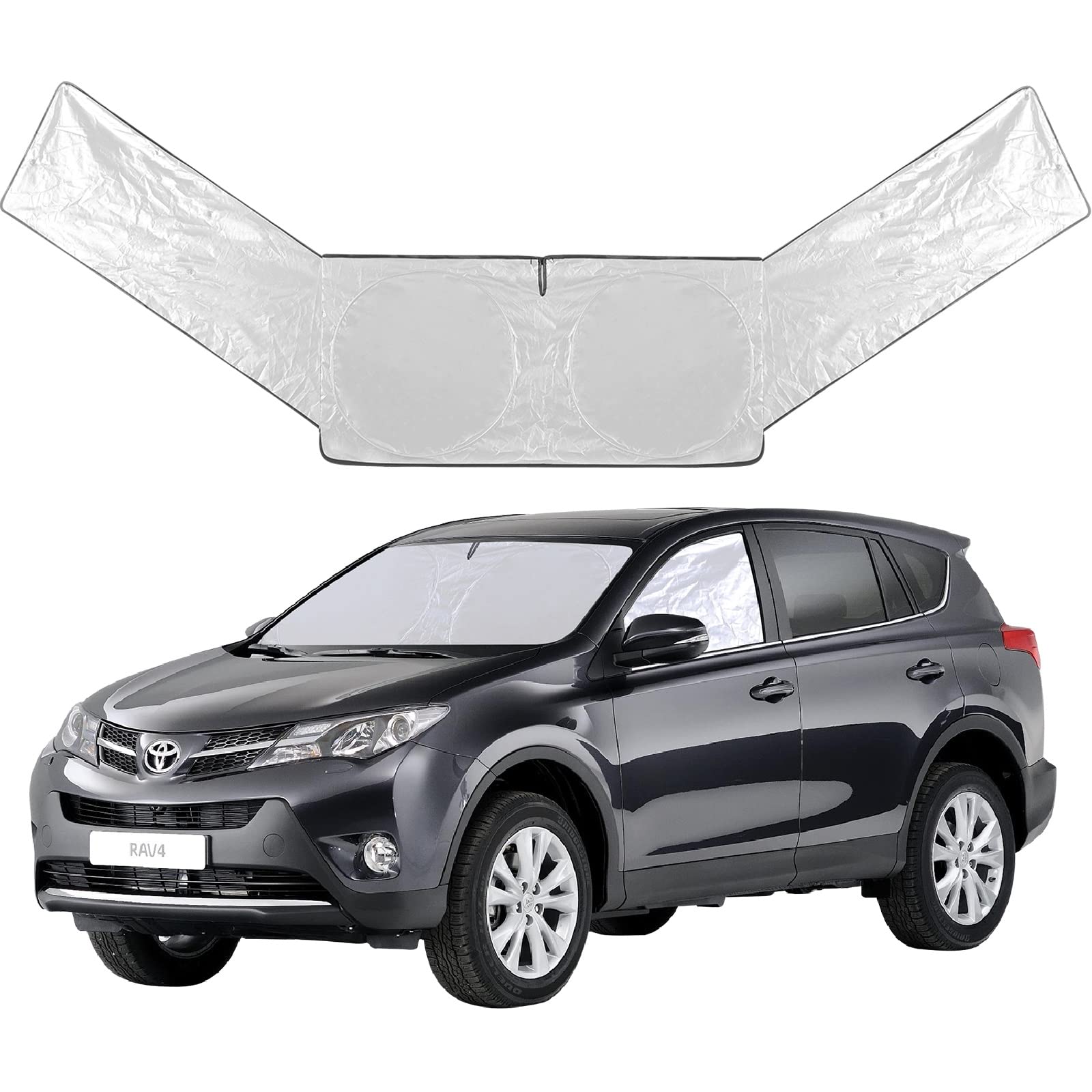 Yewiry Car Windshield Sun Shade Front and Side Window Protector Block Sun Heat Visor Protection Cover Vehicle Interior Accessories Sunshades Prevent Prying and Protect Privacy - Silver - black