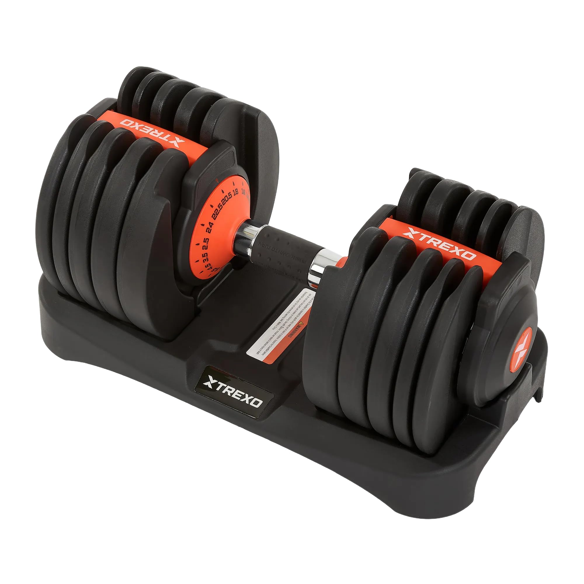 Schnelle Gewichtsanpassung im Griff – Trexo EVO Verstellbare Kurzhantel – Stahlzahnrad & rutschfester Chromgriff – 24 kg Set mit Ablage – für Krafttraining im Home Gym