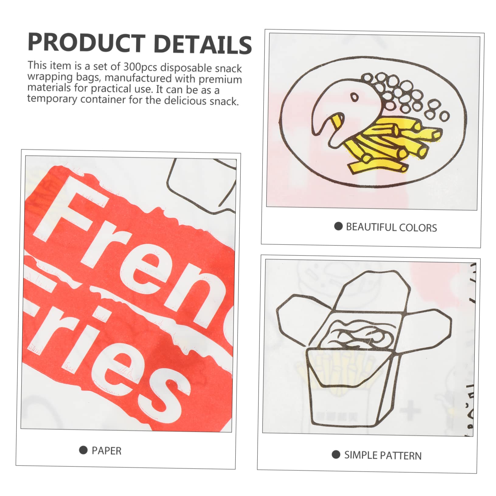 FRCOLOR 300piezas Bolsa De Papel Prueba De Aceite Para Papas Fritas y Refrigerios Desechable Para Envolver Alitas De Pollo Frito y Snacks