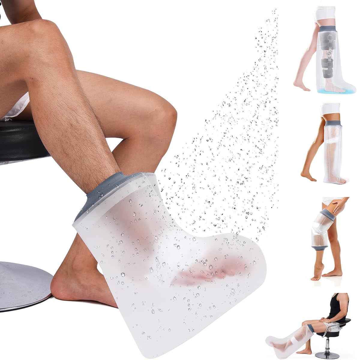 COMFYTHERA Waterproof Foot Cast Cover for Shower Ankle Wound Protector Bath Adult Watertight Cast Bag Showering for Surgery Foot, Ankle, Burns Reusable