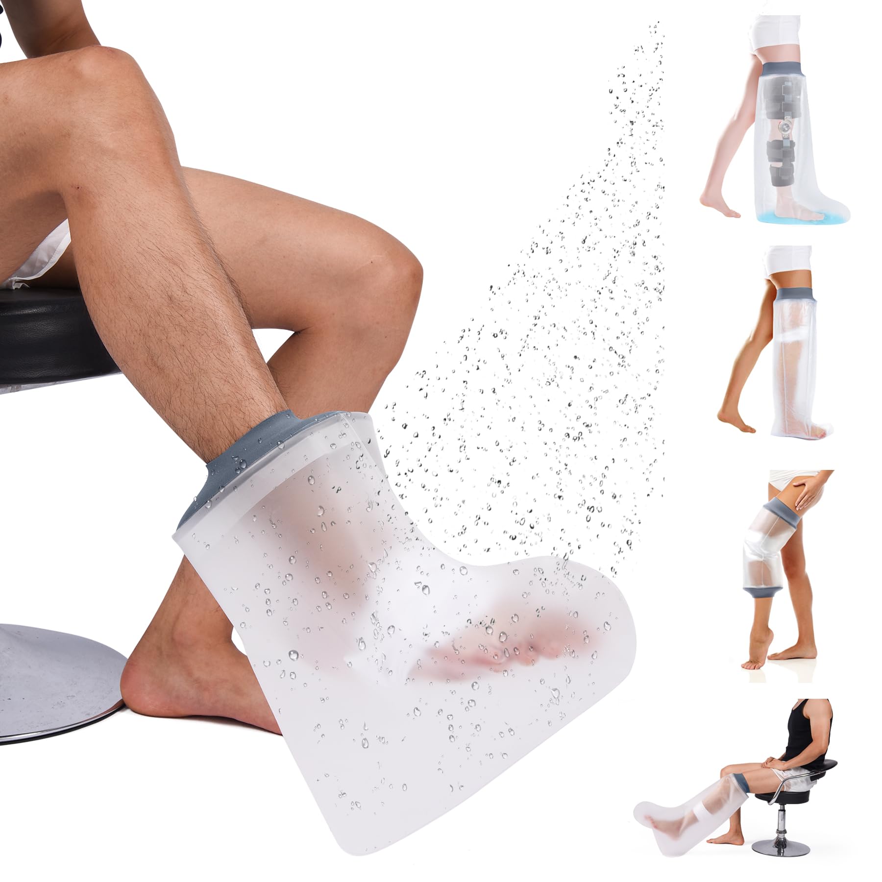 COMFYTHERA Wasserdichte Fußgussabdeckung für Dusche, Knöchel, Wundschutz, Bad, Erwachsene, wasserdichte Gipstasche, Duschen für Operationen, Fuß, Knöchel, Verbrennungen, wiederverwendbar