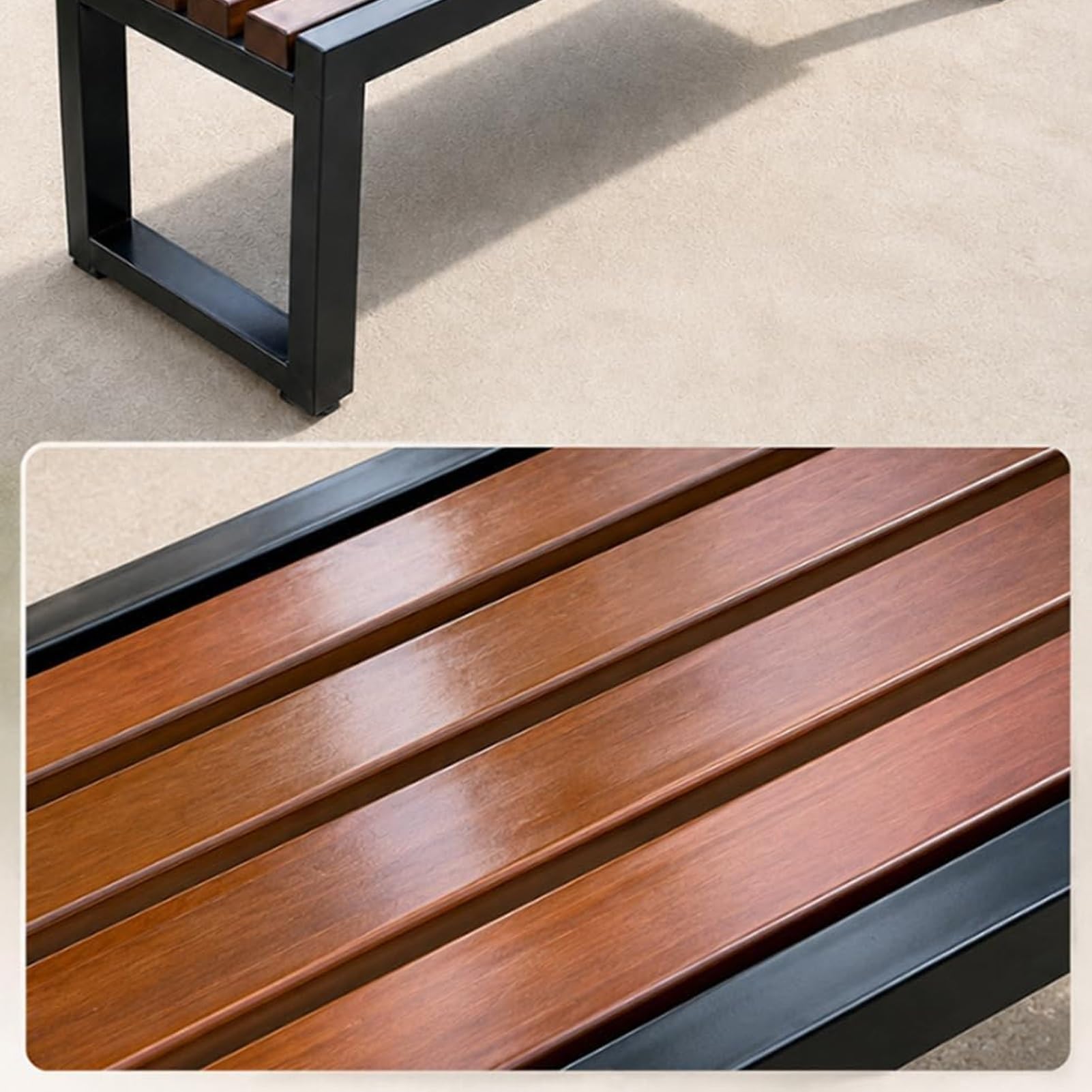 Banco Jardin Exterior con Respaldo, Banco de Madera plástico | Parque Banco el asiento de listones con el marco de metal resistente, for el porche/el patio/la ley(86.6''/220cm)