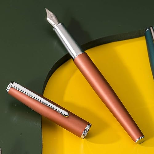 Vista 33 de HongDian 920 - Pluma estilográfica de metal negro, chapado en oro rosa, punta extrafina, pluma de escritura suave, bolígrafo clásico con convertidor