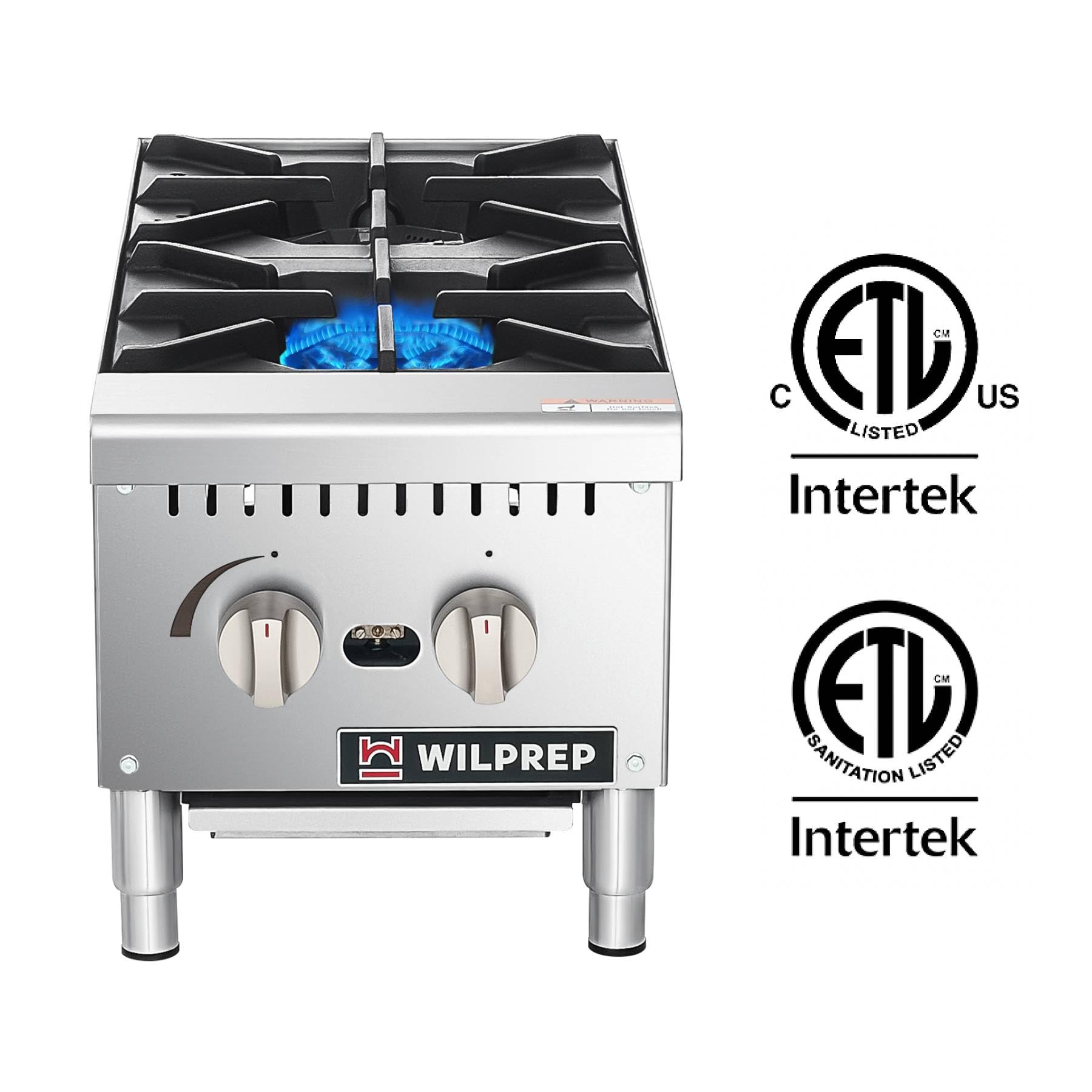 WILPREP Countertop Gas Range, 2 Burner Countertop Gas Stove with 50000 BTU, 12