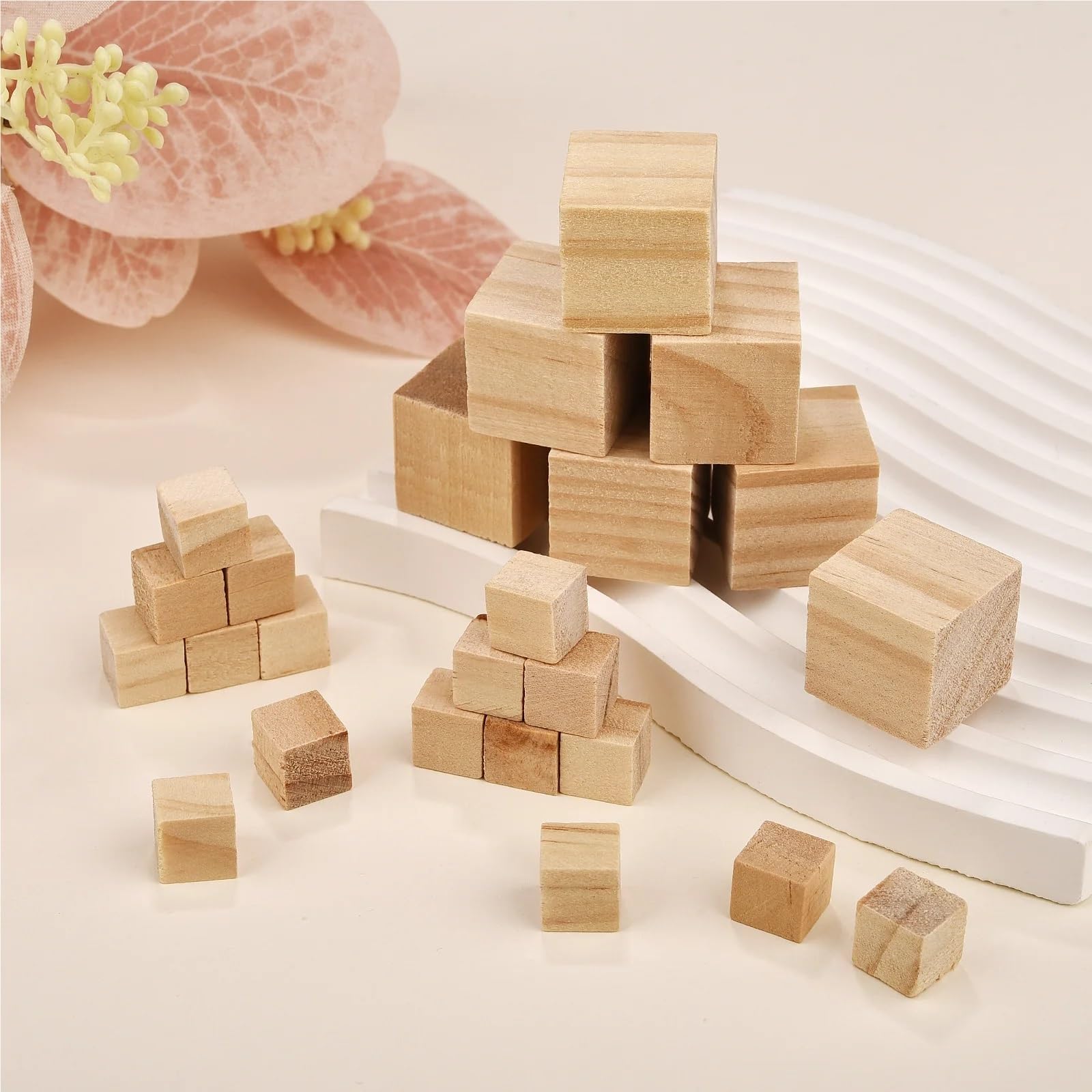 500 piezas de 1 cm bloques construcción DIY sin terminar, cubo madera natural en blanco, juguete for niños, artesanía carpintería cuadrada, fabricación rompecabezas