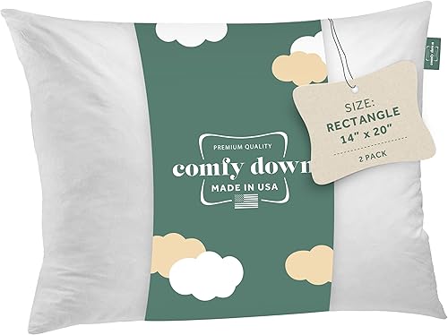 ComfyDown Cojín decorativo de 14 x 20 pulgadas, relleno de plumas y plumas, funda 100% algodón de 233 hilos, relleno de almohada rectangular,