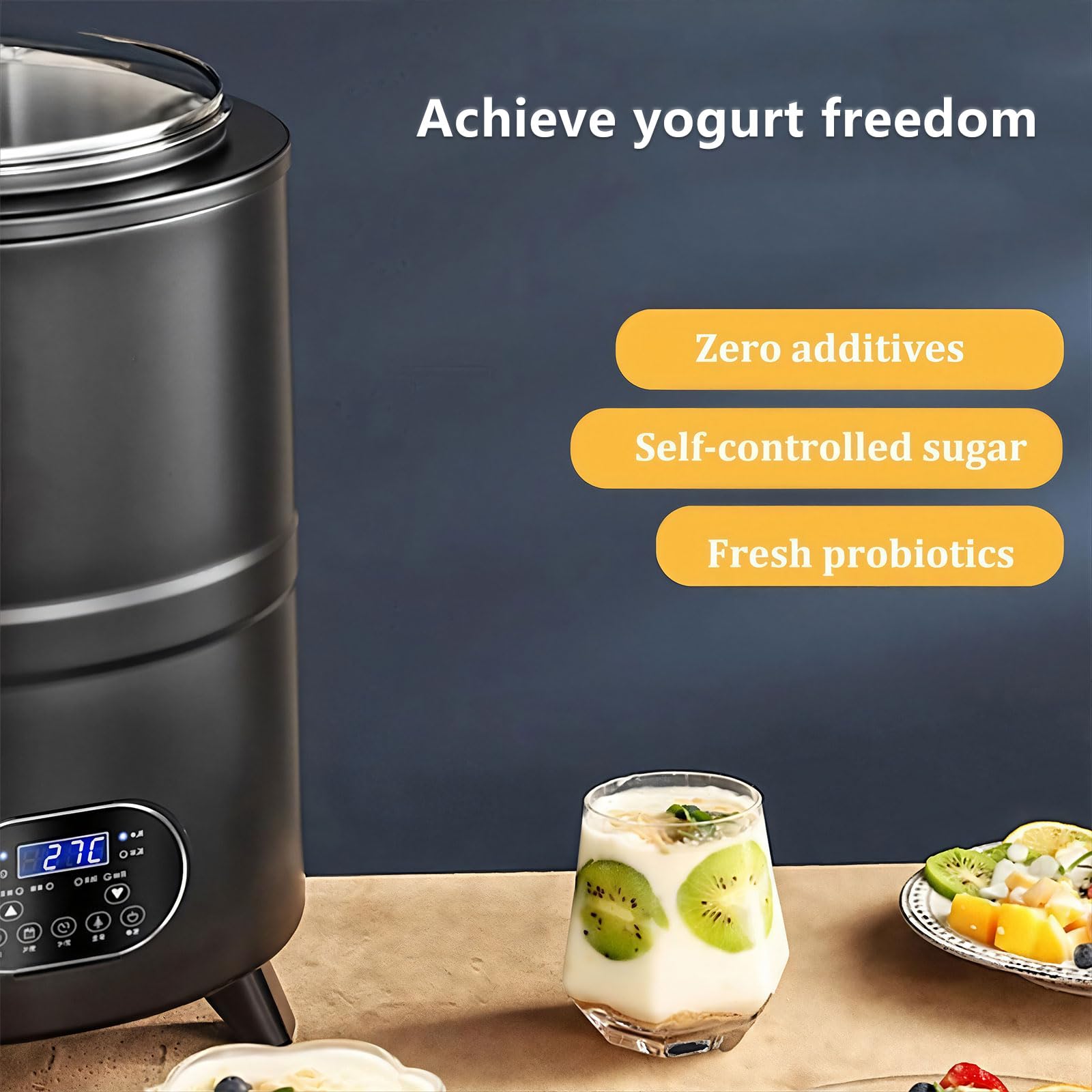 Fermentador de cocina multifuncional para yogur casero, vino de arroz y vinagre de frutas con control de temperatura, acero inoxidable de grado alimenticio XL