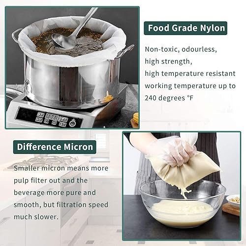 Miniatura 5 de Alimentos de cocina Bolsa de colado Jelly Colador Nylon 120Micron Hogar Vino Brew Bolsa Extracción Saco 12x18in
