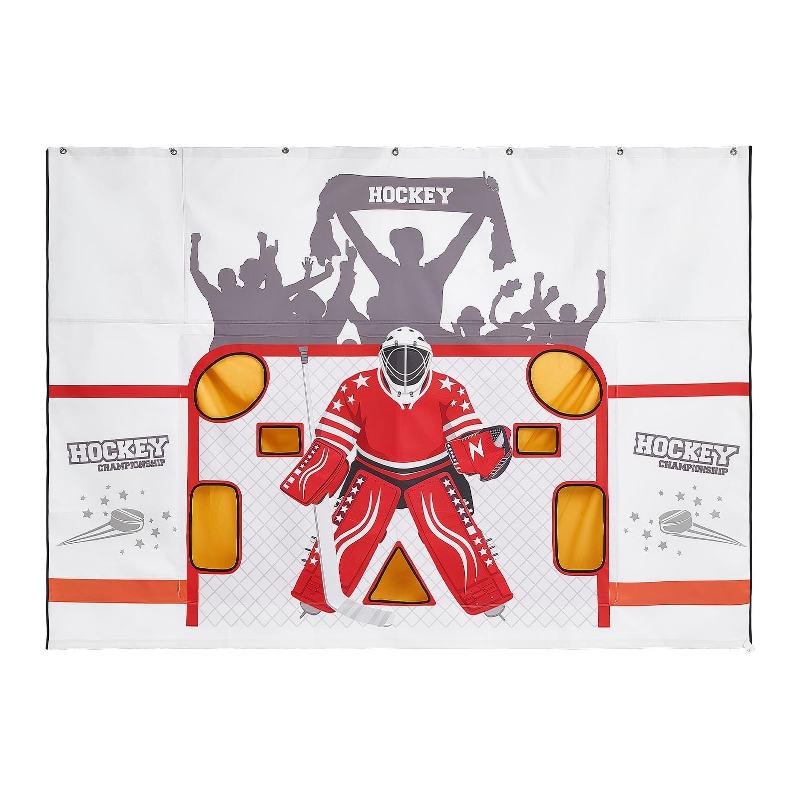 VEVOR Attrezzatura per Hockey Bersaglio Tiro Portiere per Tiratore 7 Fori, Rete Bersaglio per Allenamento Precisione di Tiro di Hockey su Ghiaccio, Rete in Tessuto Oxford 600 D, 3050 x 2130 mm