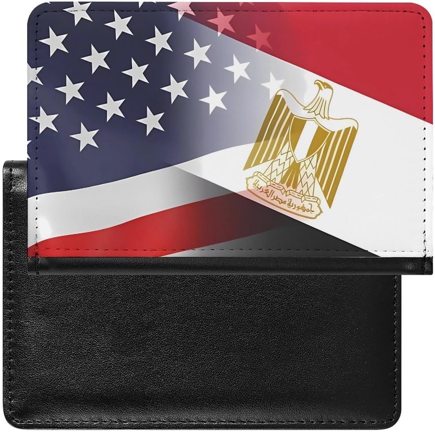 U.S. And Egypt Flag Travel Passport Holder Passports Protective Cover for Women Men with Card Slots