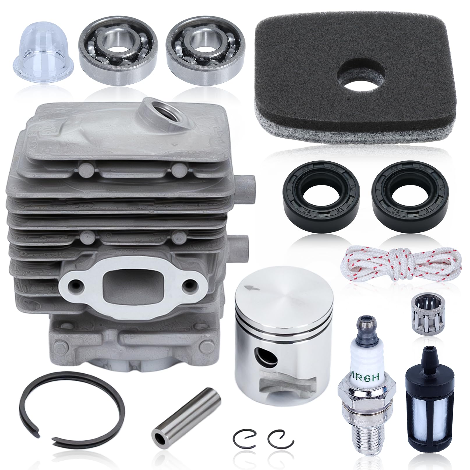 Kit de Pistón Cilindro 34mm para Stihl BG86 BG86C BR200 SH86 SH86C SR200 Repuestos Soplador con bujía Filtro Cojinetes etc Reemplazo 42410201203 6201
