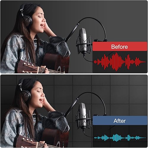 Miniatura 5 de Lebenforce Paneles acústicos autoadhesivos, paquete de 12 unidades de 12 x 12 x 0.4 pulgadas, relleno de poliéster a prueba de sonido, paneles de