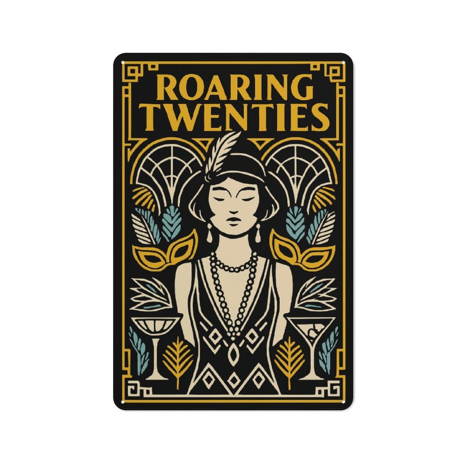 Roaring Twenties Art Deco Creative Metal Wall Decor 30x20cm, Decorative Metal Sign for Office, Study, Studio Or Hallway