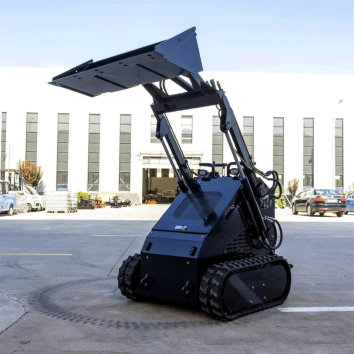 Mini Skid Loader with Wide Bucket, Compact Skid Steer for Soil Moving Snow Clearing and Garden Maintenance