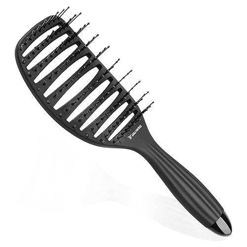 Miniatura 8 de Cepillo de pelo curvado ventilado, cepillo de paleta desenredante para un secado más rápido, cepillo para cabello rizado, grueso y liso, seca y