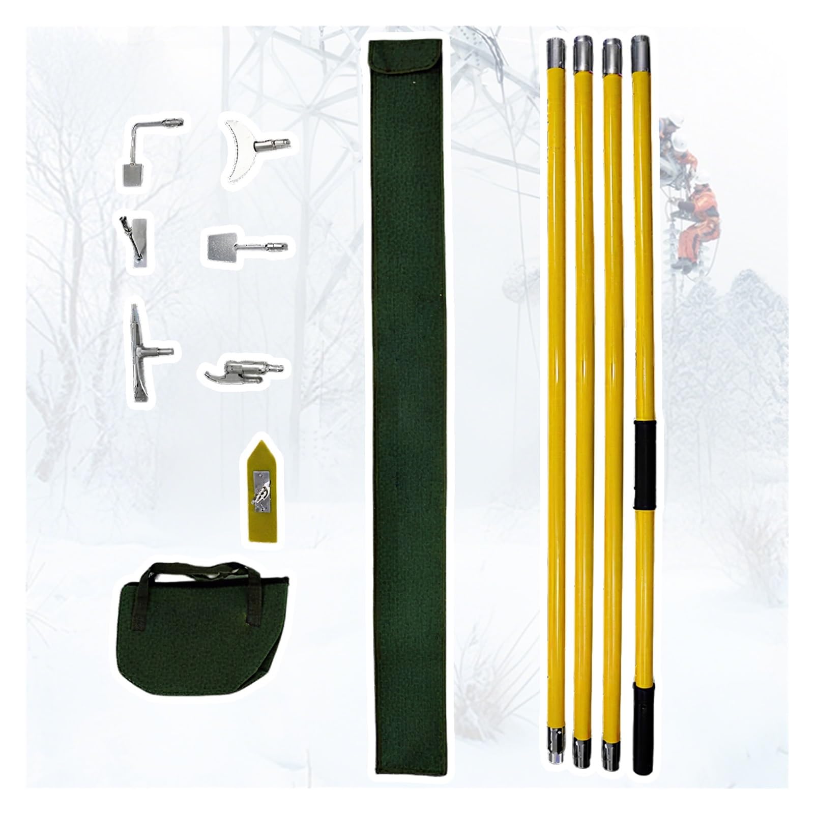 AMUFJJ rascador de Hielo Kit De Rascador Hielo Portátil con Aislamiento para Nieve, Palo Fibra Vidrio Extraíble 6 M, Herramienta para Eliminar, Y Escarcha, Equipo