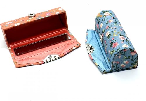 Miniatura 4 de SenseYo Estuche para lápiz labial floral para mujer, 4 piezas, con espejo, kit de almacenamiento de cosméticos, estuche de viaje de maquillaje,