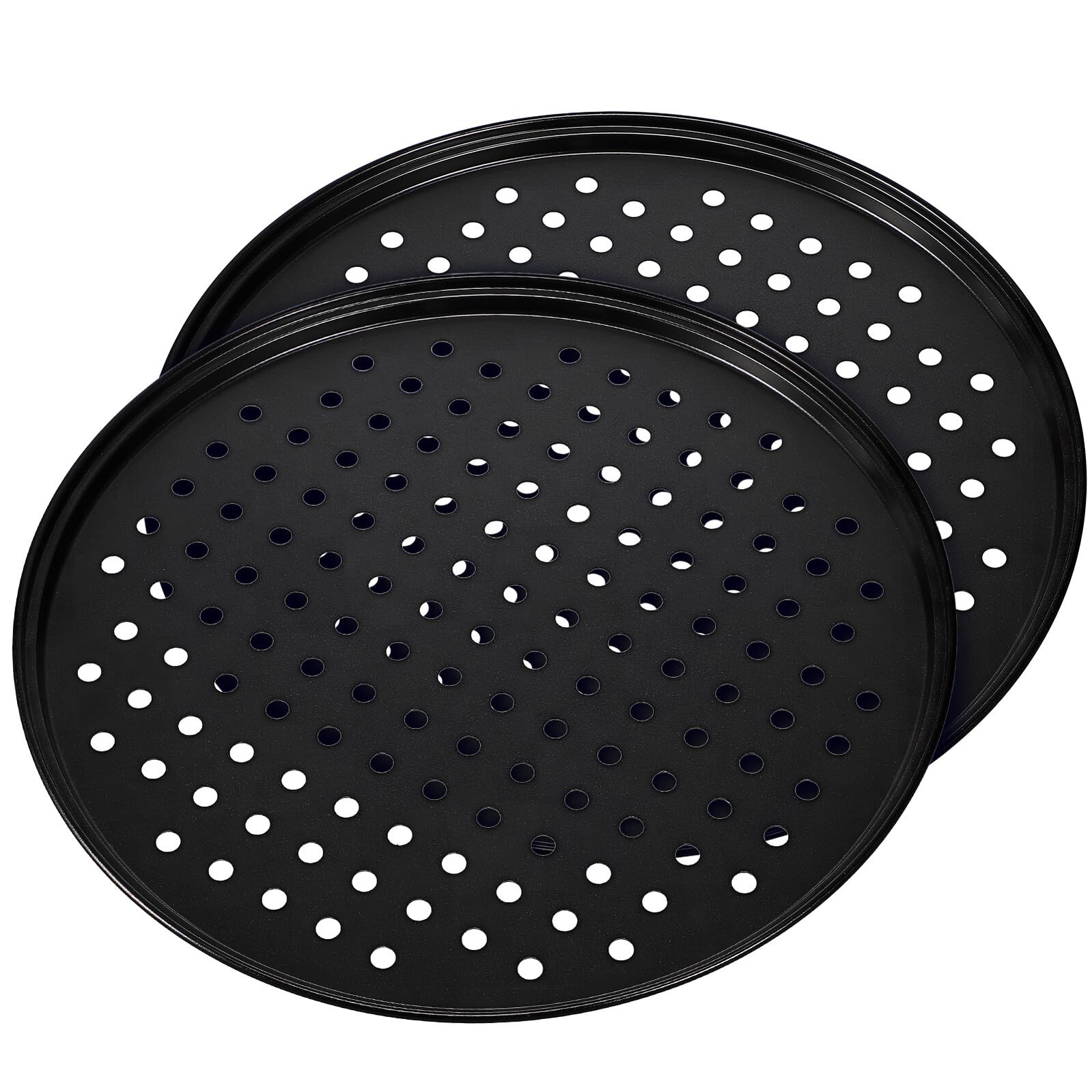 2 Pezzi Teglia Pizza Carbonio Teglie Rotonde Antiaderenti Forno Facile da Pulire per Pizza e Dolci Resistenti e Versatili per Cucina