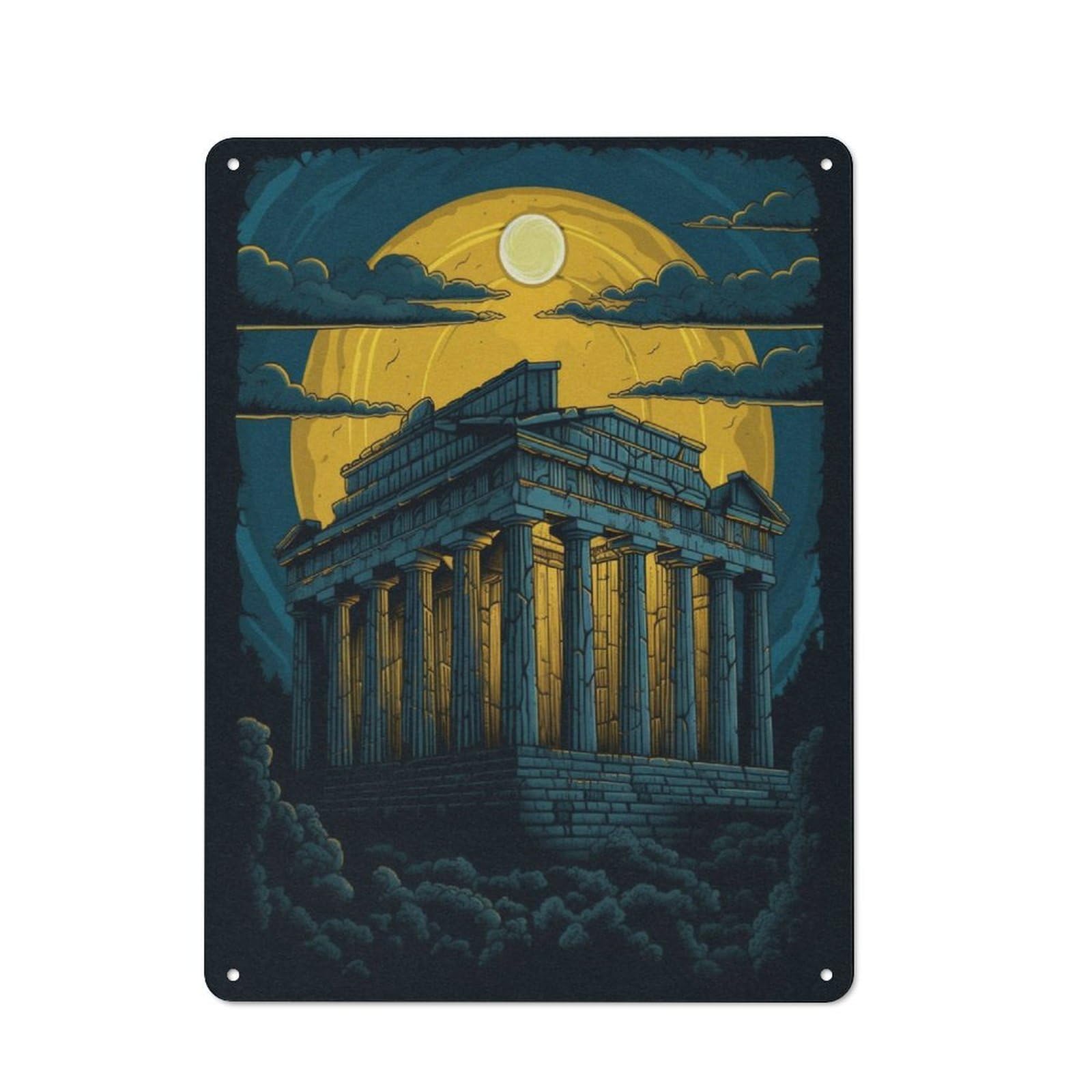 Junmoney Greece Athens Travel Art Metal Plaque 40X30cm With For Garage Wall, Vintage Decor, For Vintage Wall Decor Fans, For Metal Sign Collectors