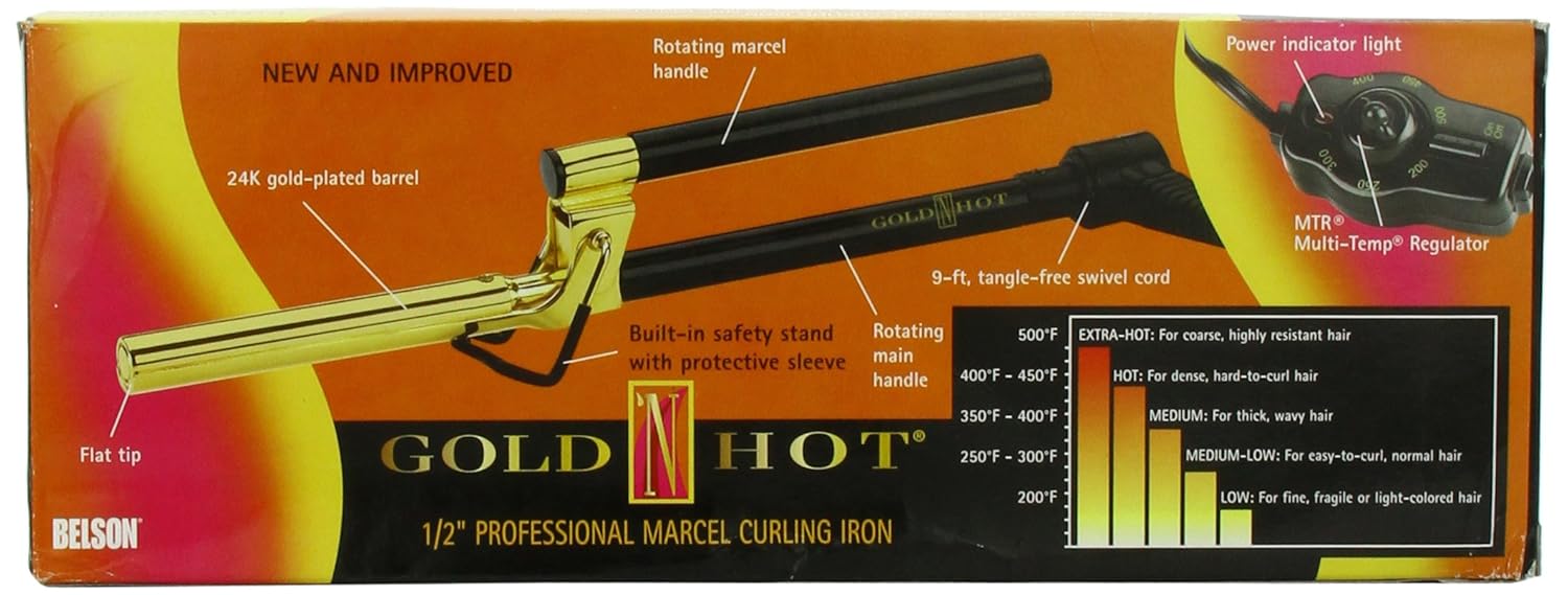 Gold 'N Hot Professional Marcel Curling Iron, 1/2 Inch