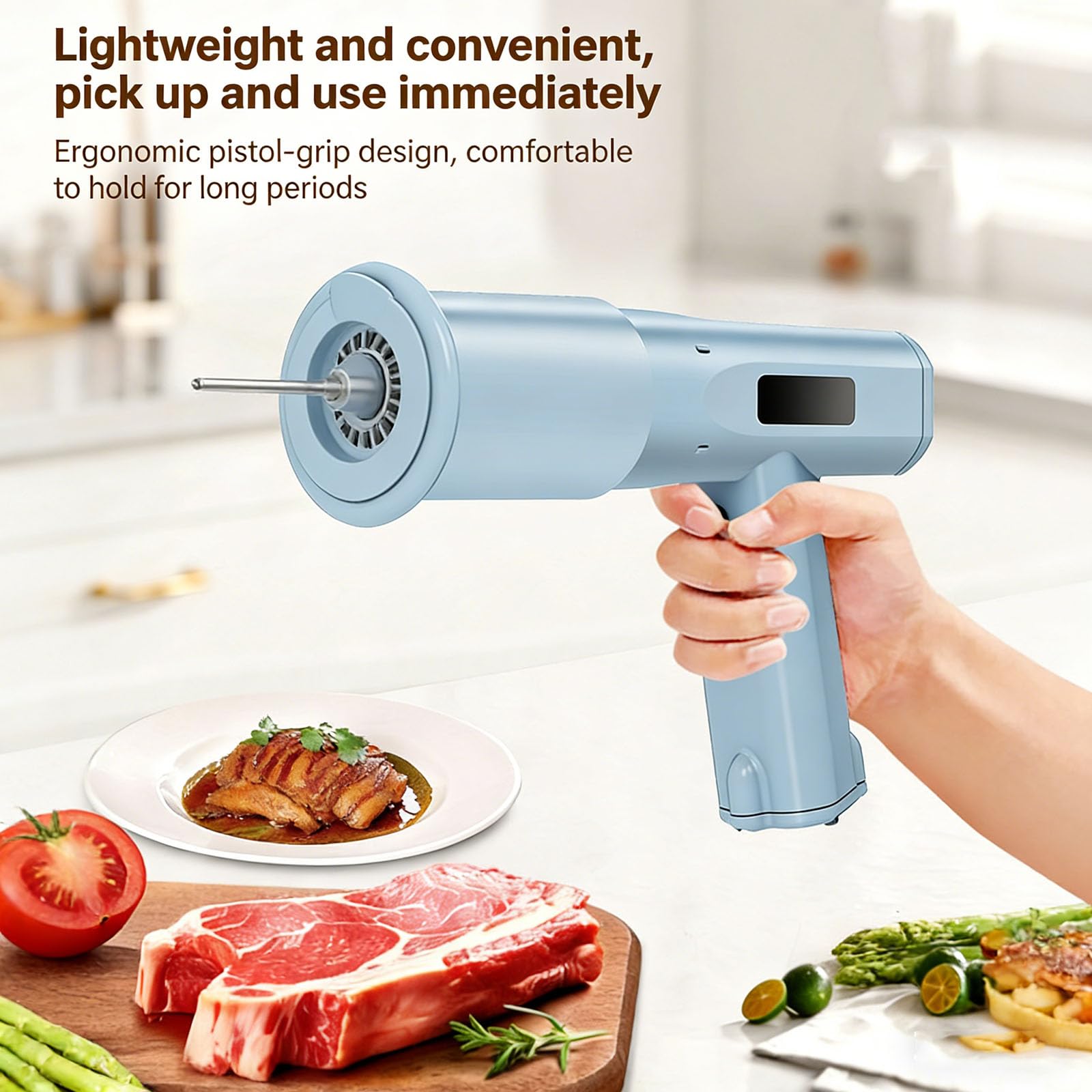 Elektrischer Fleischklopfer, 13 Edelstahl-Nadeln, Piercing 5000 Mal pro Minute, ideal zum Zartmachen von Steaks, Rind, Huhn, kommerzielle Nutzung