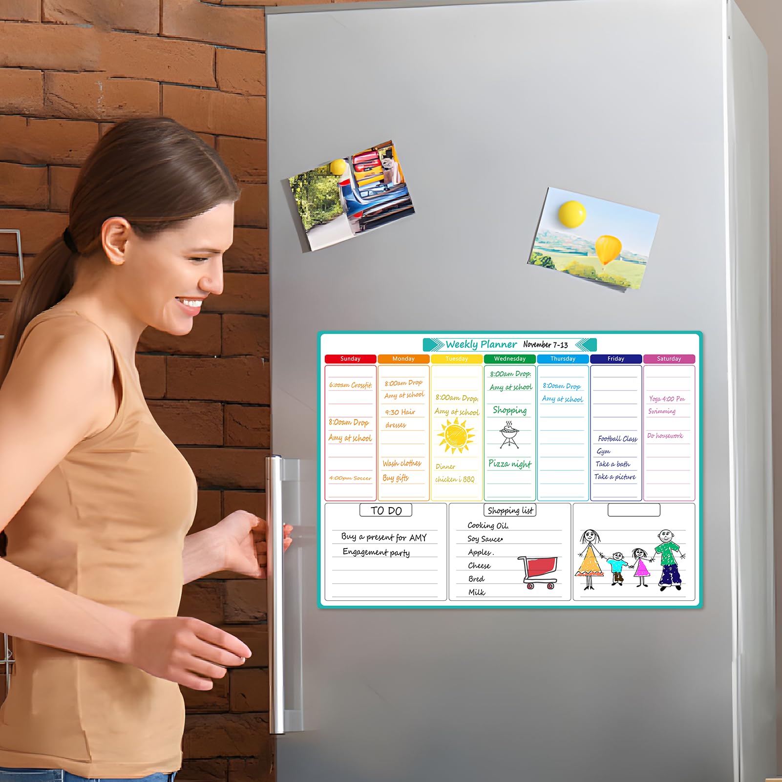 MaxGear Weekly Dry Erase Board for Fridge 16x12 Magnetic Calendar Whiteboard Planner for Refrigerator with Stain Resistant Technology — view 6