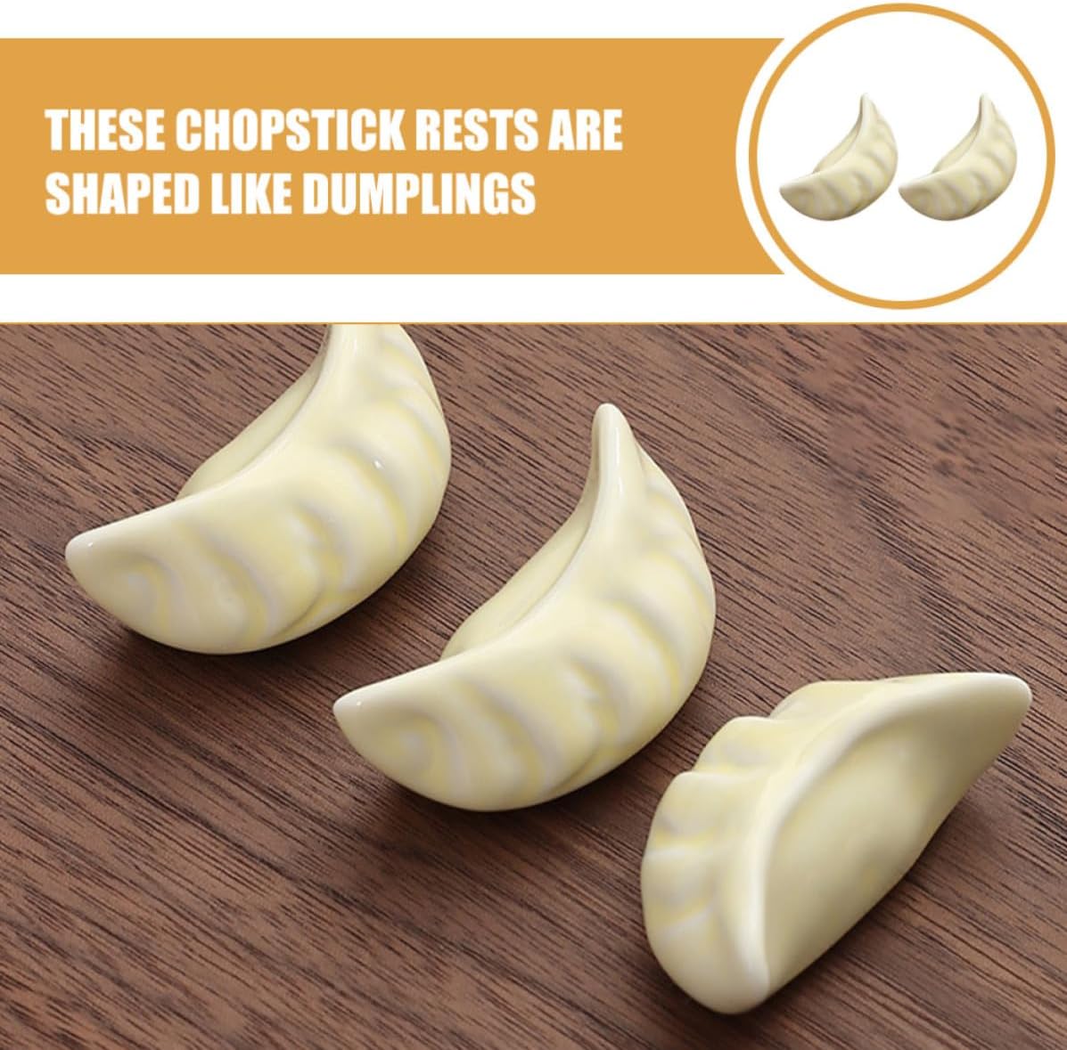 8pcs Ceramic Chopstick Rests Dumpling Shape Multipurpose Chopstick and Knife Holder Prevents Rolling Beige Set for Home and Restaurant Dining Table Decor