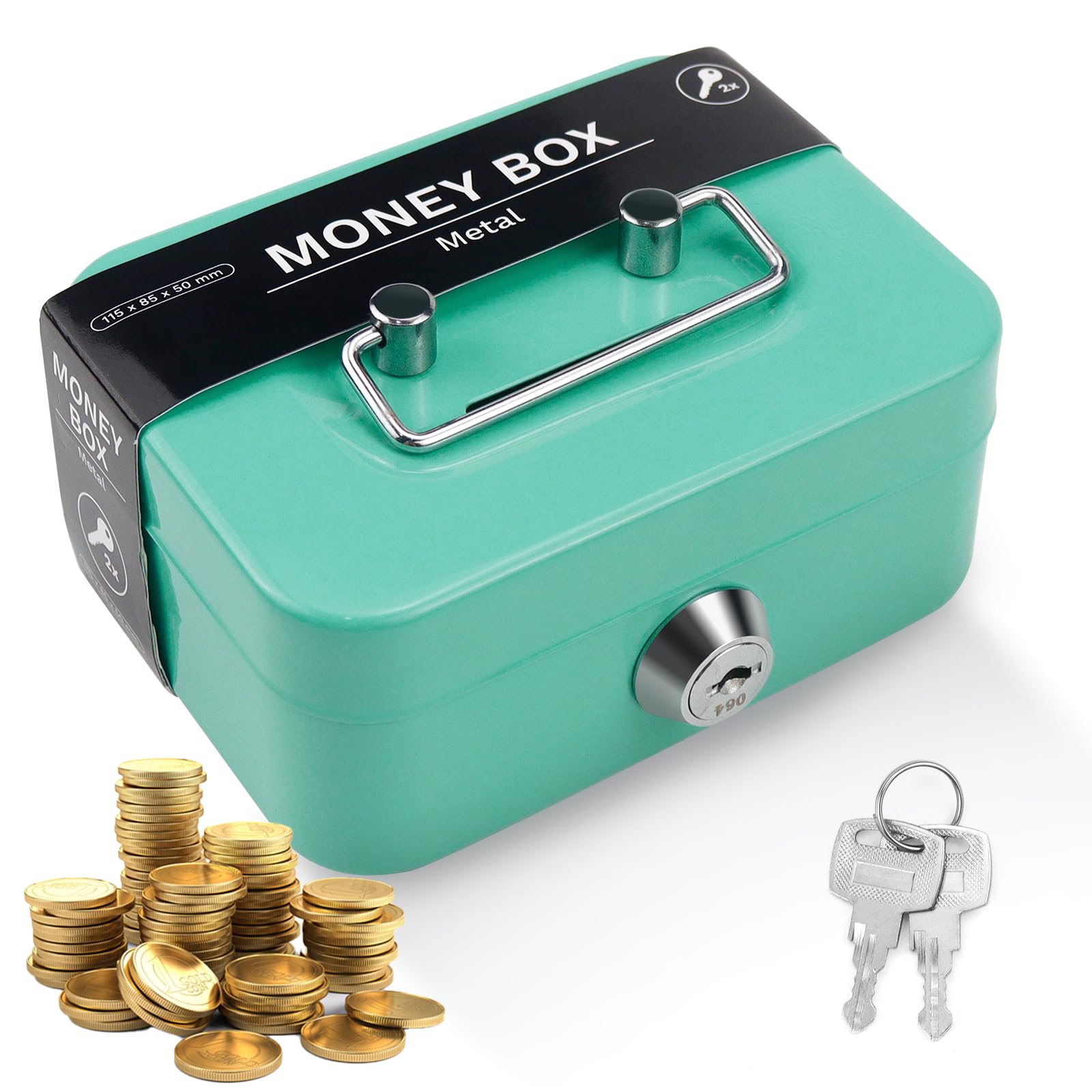 Caisse A Monnaie Petite Caisse à Monnaie Verrouillable - Idéale Pour Commerces Et Marchés Coffret à Pièces Clés