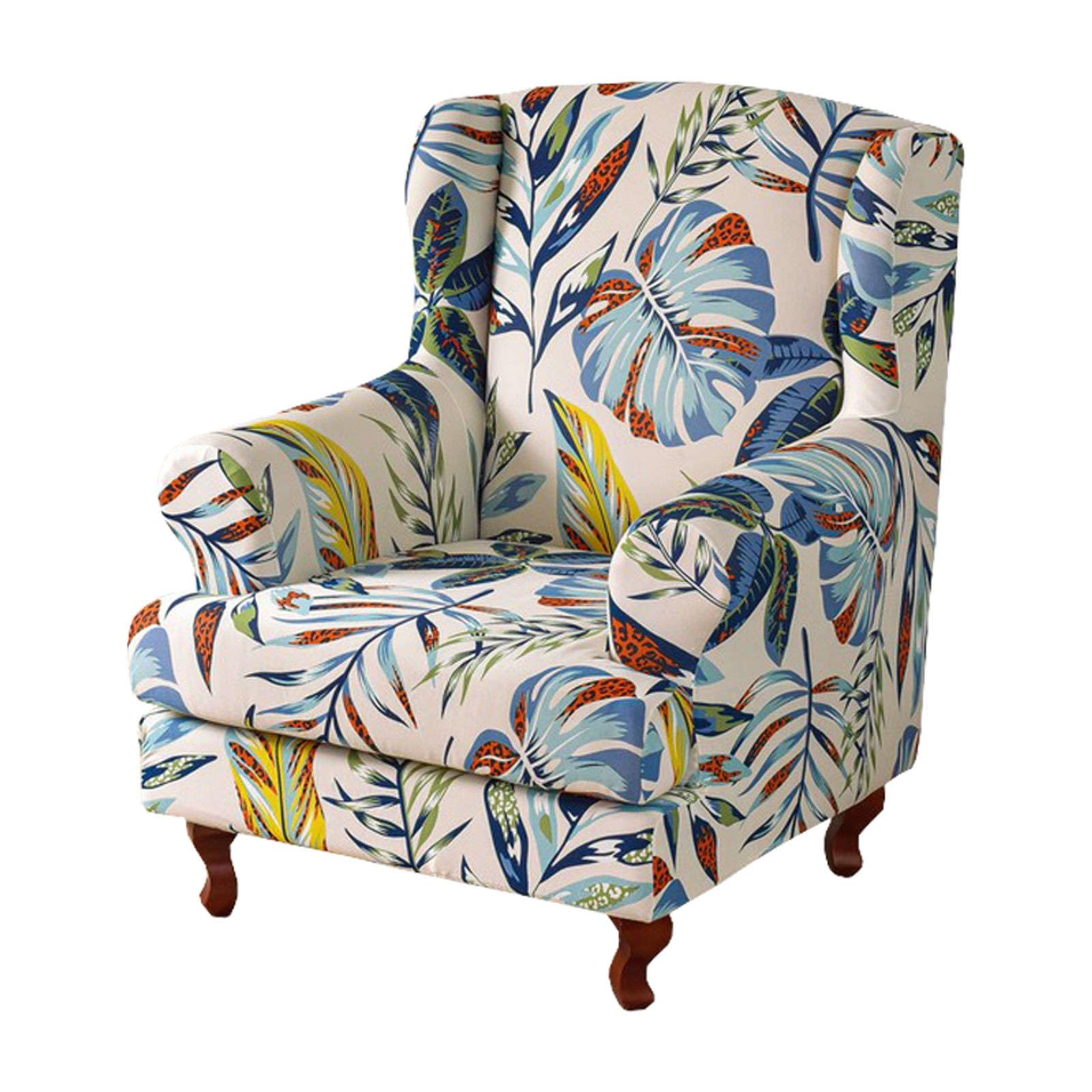 Housse de fauteuil à oreilles extensible lot de 2 imprimée et lavable pour salon