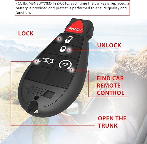 Miniatura 6 de Llavero de 5 botones para Chrysler 300 2008-2014 para Dodge Challenger Durango Magnum para Jeep Grand Cherokee sin llave FCCID M3N5WY783X 56046639AC