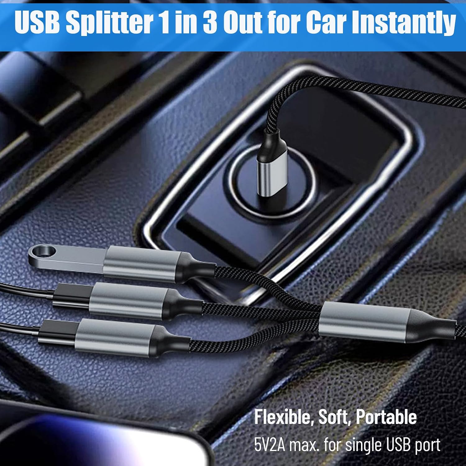 USB C Male to USB A Female Adapter, YaimhSound USB 2 to USB C Adapter, USBC OTG Cable Adaptor,1 in 3 Out Y Splitter 1ft for Laptop/Phone/Tablet/Car/iPhone17 Air 16 16e 15/MacBook/iPad/Samsung S25