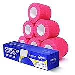 RISEN Cohesive Bandage 2 x 5 Yards, 6 Rolls, Self Adherent Wrap Medical Tape, Adhesive Flexible Breathable First Aid Gauze Ideal for Stretch Athletic