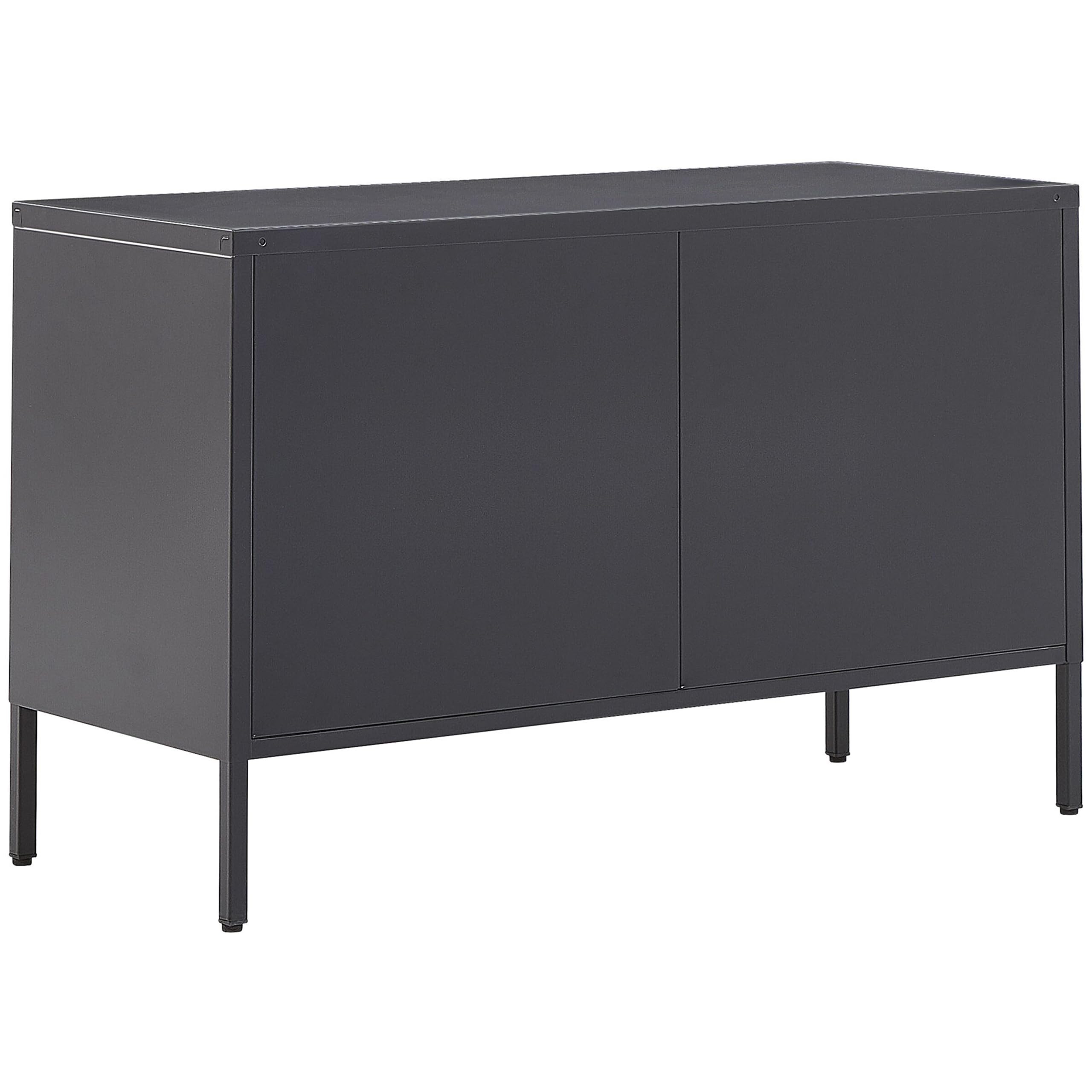 Beliani Buffet Moderne Industriel en Acier Noir Durable et Design avec 2 Portes