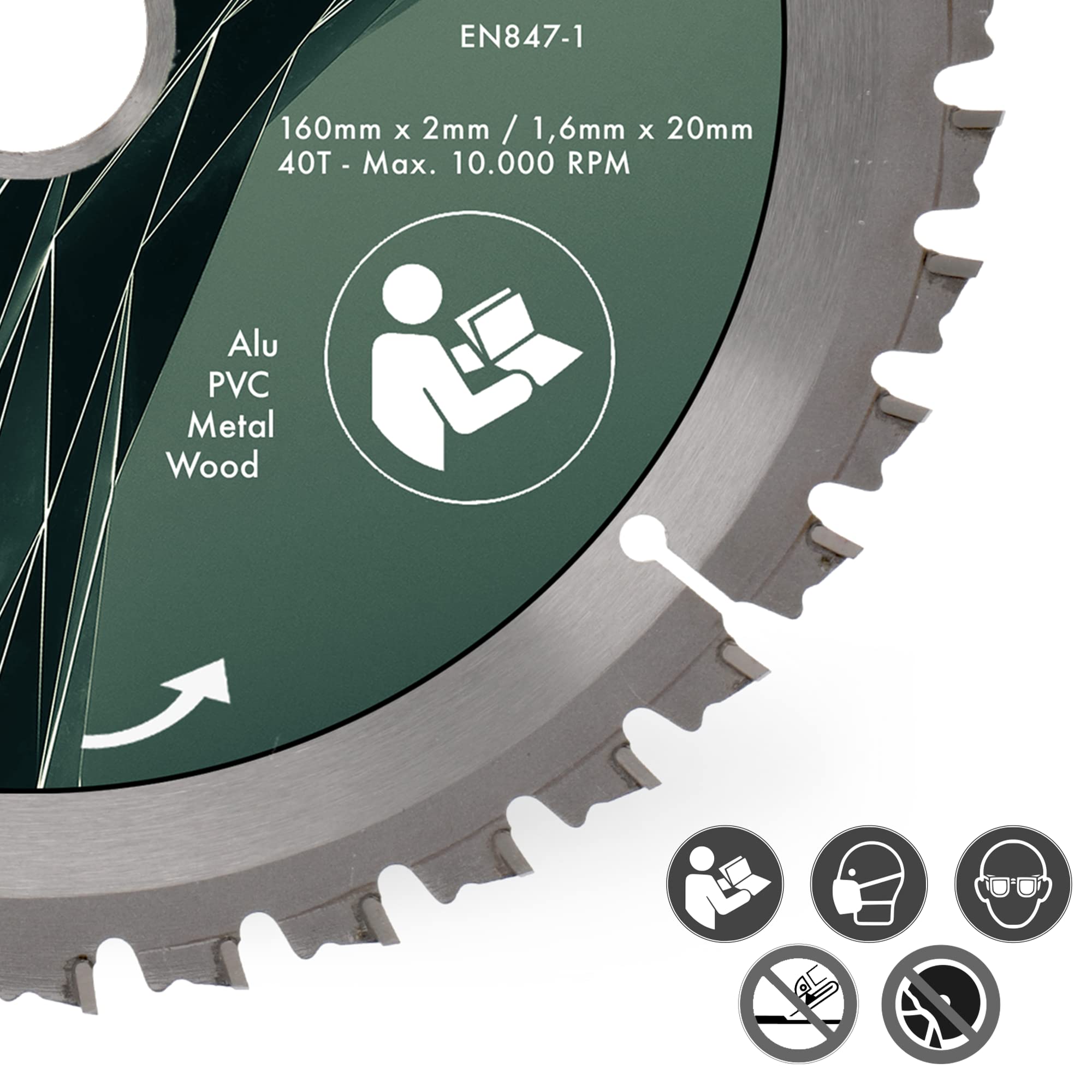 PRODIAMANT Brzeszczot do piły tarczowej 160 mm x 20 mm | precyzyjny brzeszczot do drewna, metalu, aluminium – nadaje się do piły ukośnej, zanurzeniowej i stołowej
