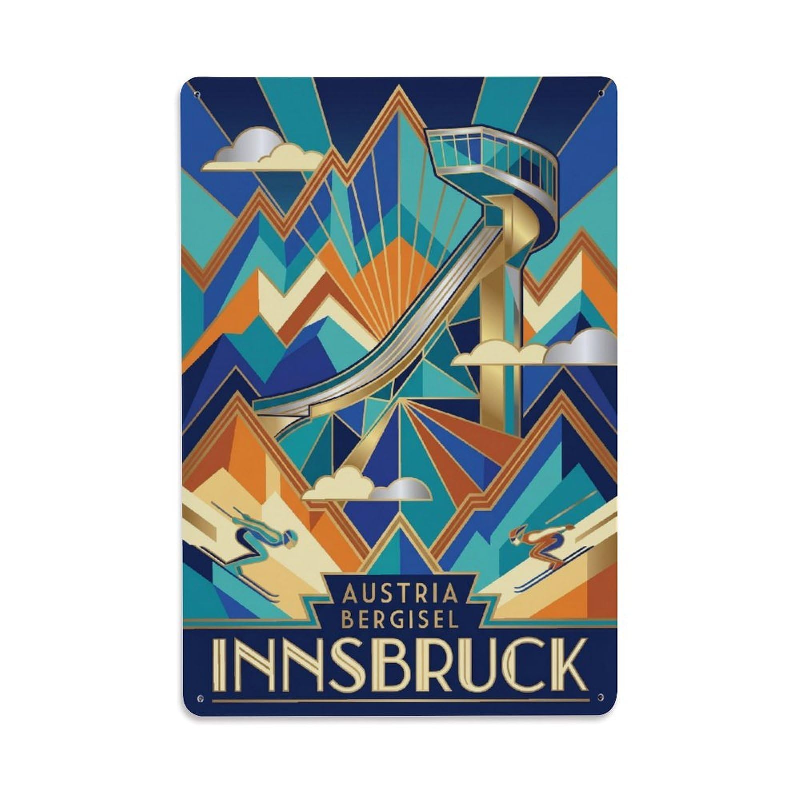 Olhnbad Style Austrian Innsbruck Austria Modern Alpine Travel Metal Tin Sign