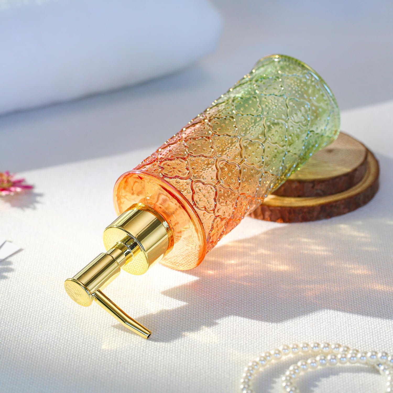 Soap Dispenser with Pump, Refillable Liquid Hand Soap Dish Soap Dispensers for Bathroom Counter, Kitchen Sink (OrangeGreen) - Image 4